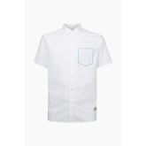 PENFIELD FENTON PRINTED POCKET SHORT SLEEVE OXFORD BUTTON SHIRT WHITE PFM521902117-WHT