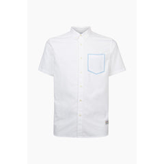 PENFIELD FENTON PRINTED POCKET SHORT SLEEVE OXFORD BUTTON SHIRT WHITE PFM521902117-WHT