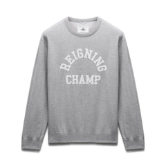 Reigning Champ Men Knit Midweight Terry Classic Arch Logo Crewneck Heather Grey