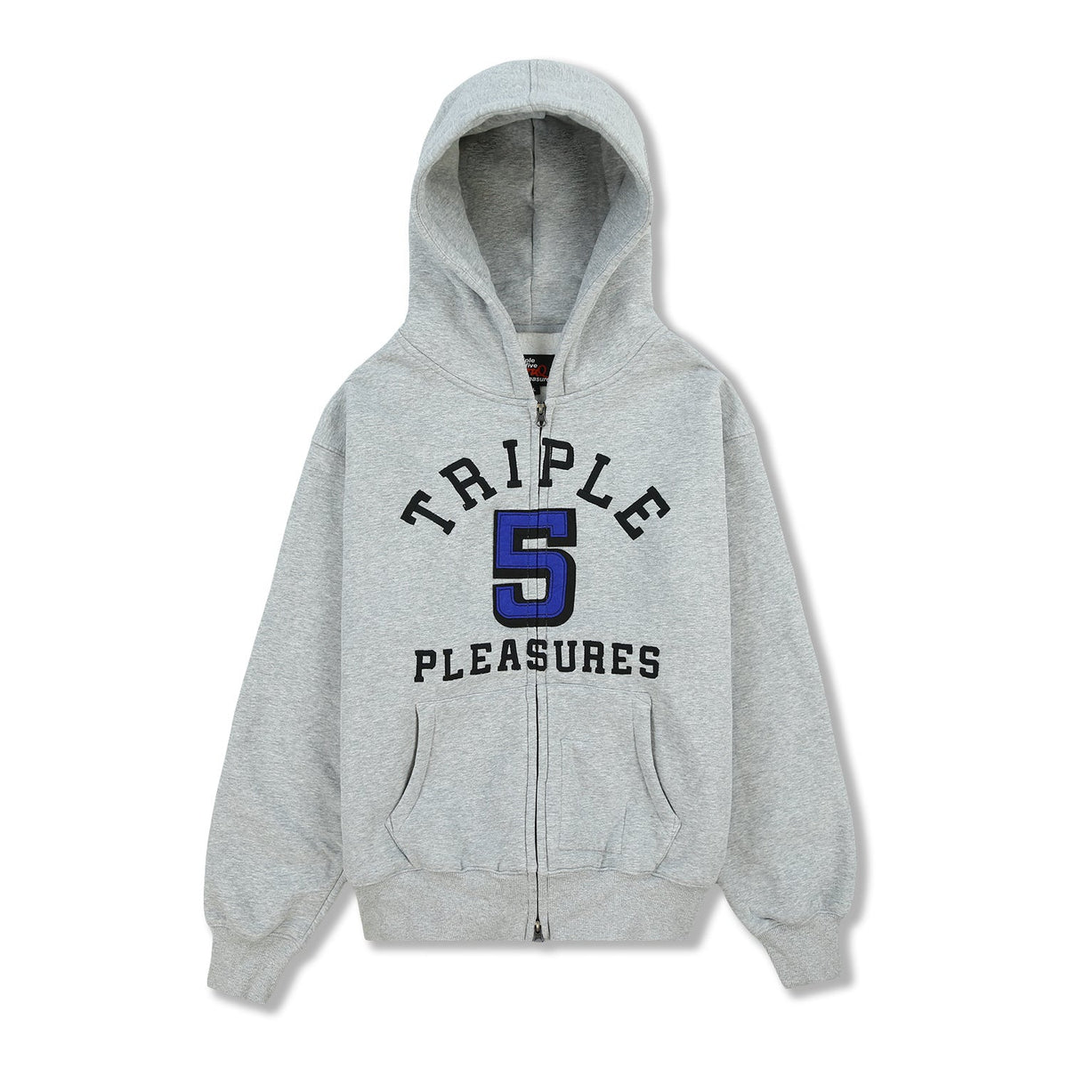 Pleasures Men 555 Applique Zip Up Hoodie Heather Grey