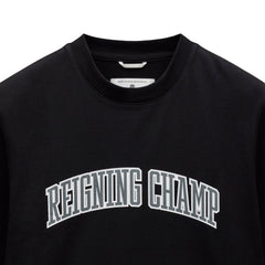 Reigning Champ Men Knit Midweight Jersey Collegiate T-Shirt Black White RC-1548-BLW